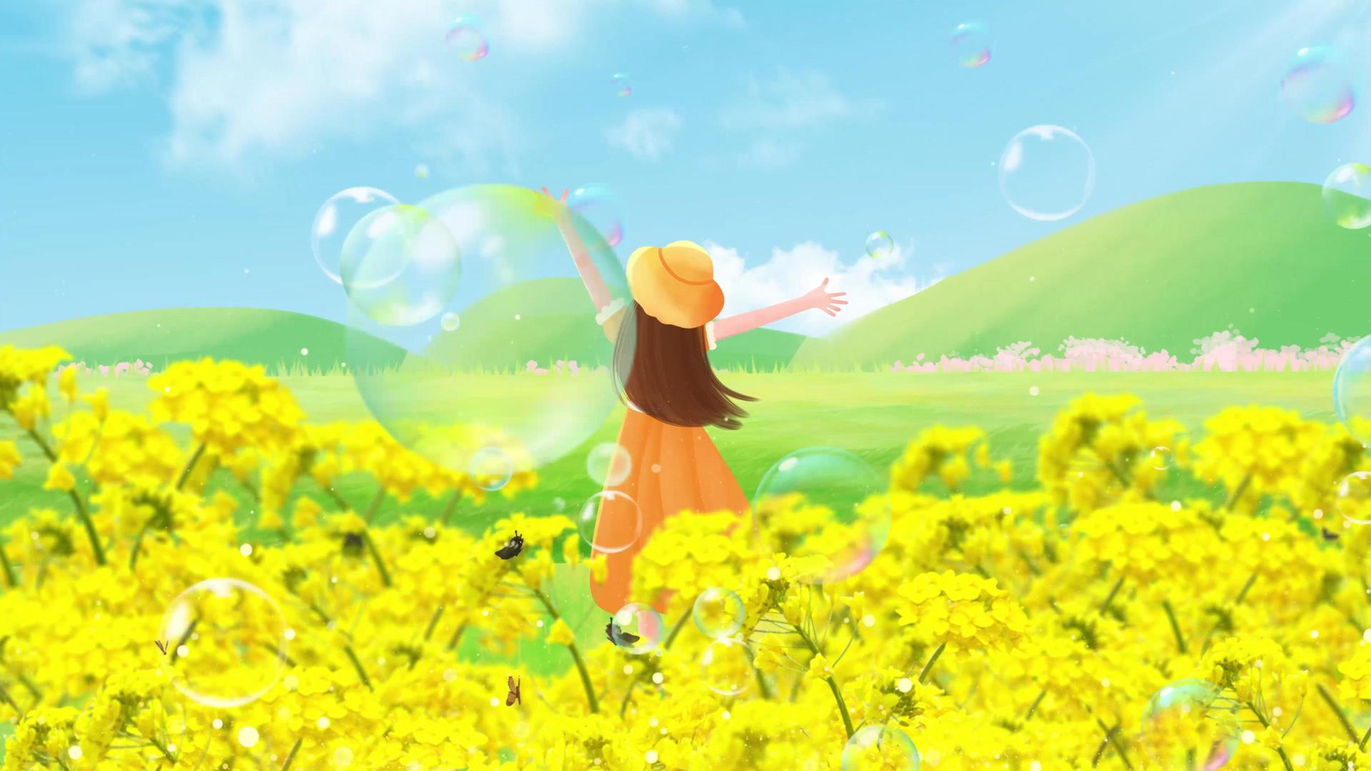 美丽的春季油菜花背景视频4K视频的预览图
