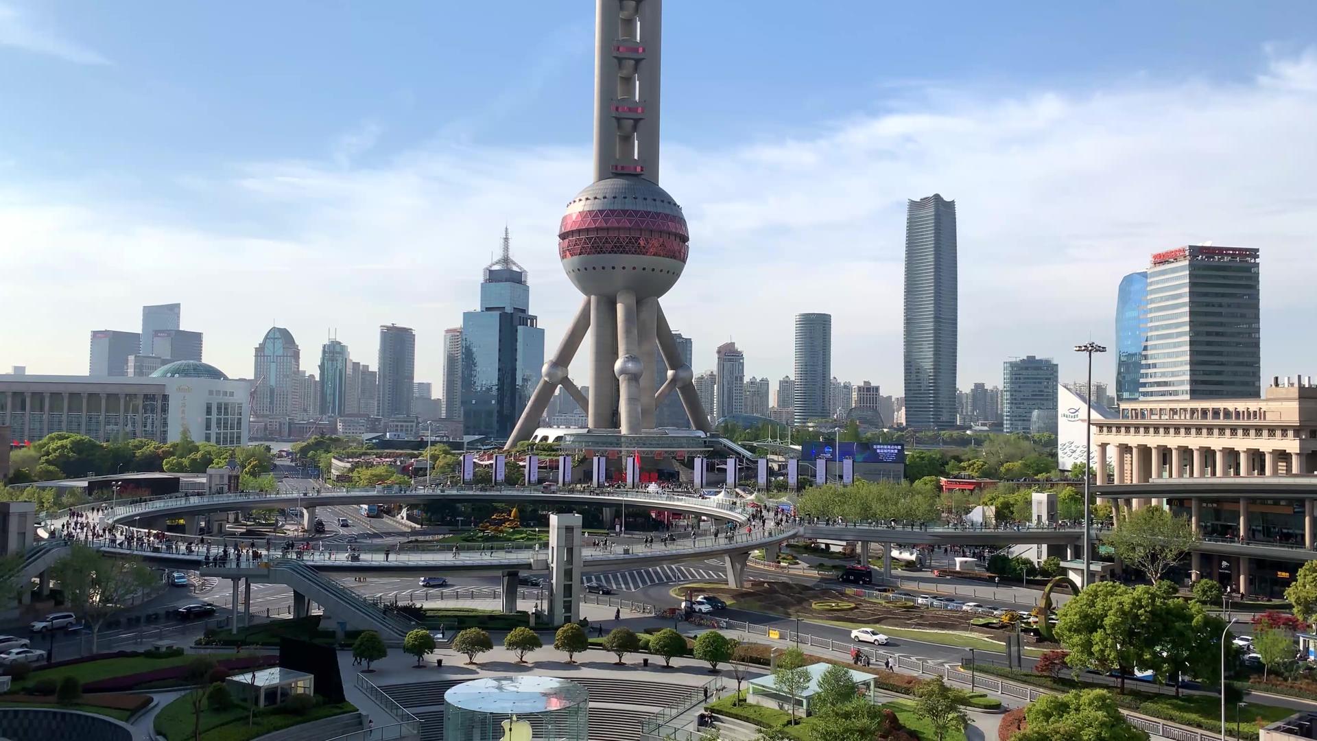 上海陆家嘴城市风光4K视频视频的预览图