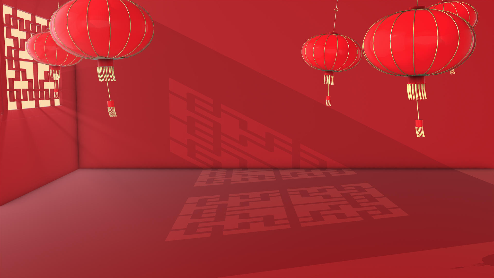 4K喜庆中国风三维空间房间背景视频的预览图