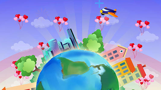 4K地球仪卡通背景视频的预览图