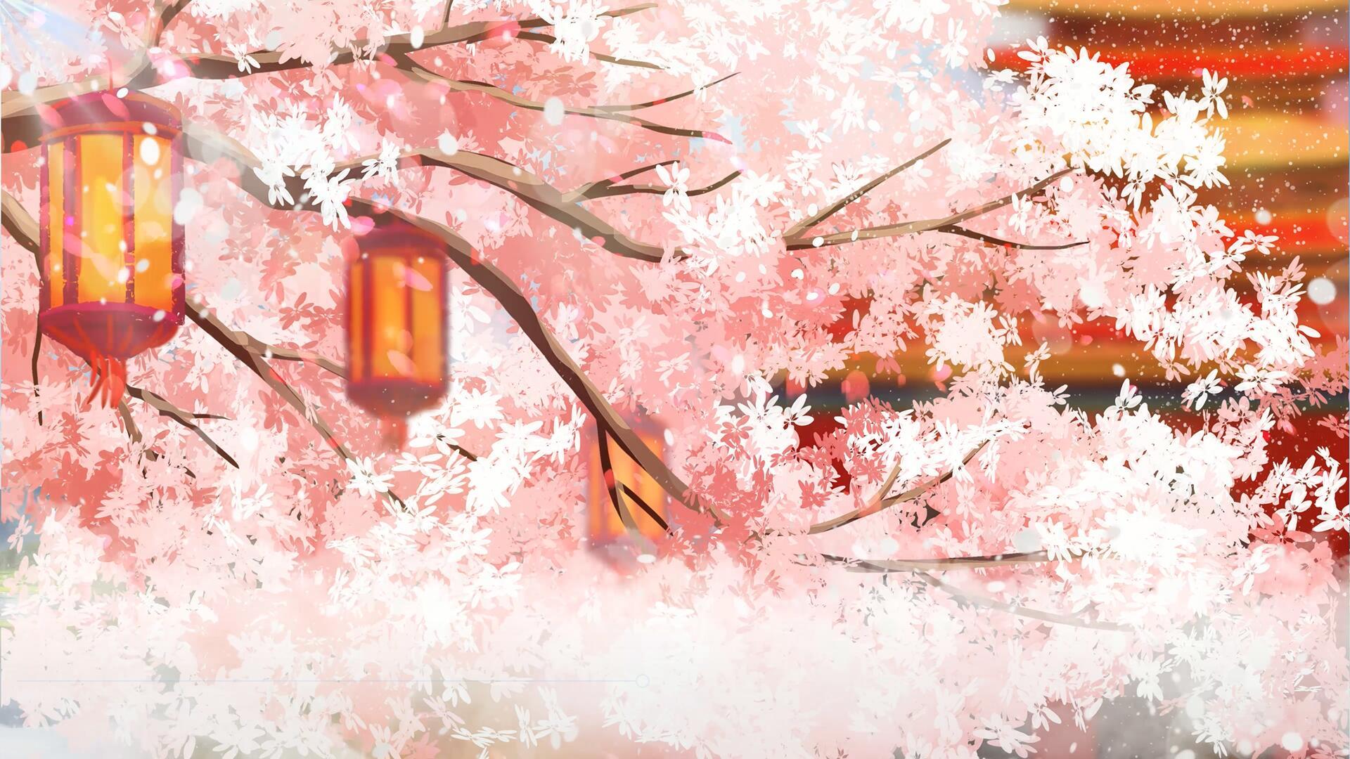 4k唯美粉色爱情樱花背景视频的预览图