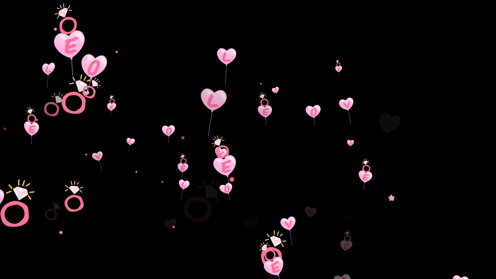 4k浪漫520情人节气球上升透明通道视频的预览图