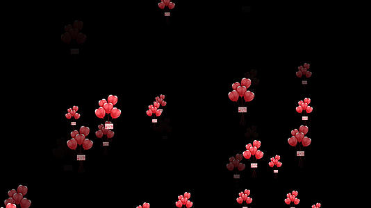 4k浪漫情人节气球上升透明通道视频的预览图
