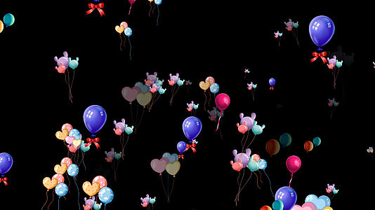 4k情人节浪漫气球上升透明通道视频的预览图