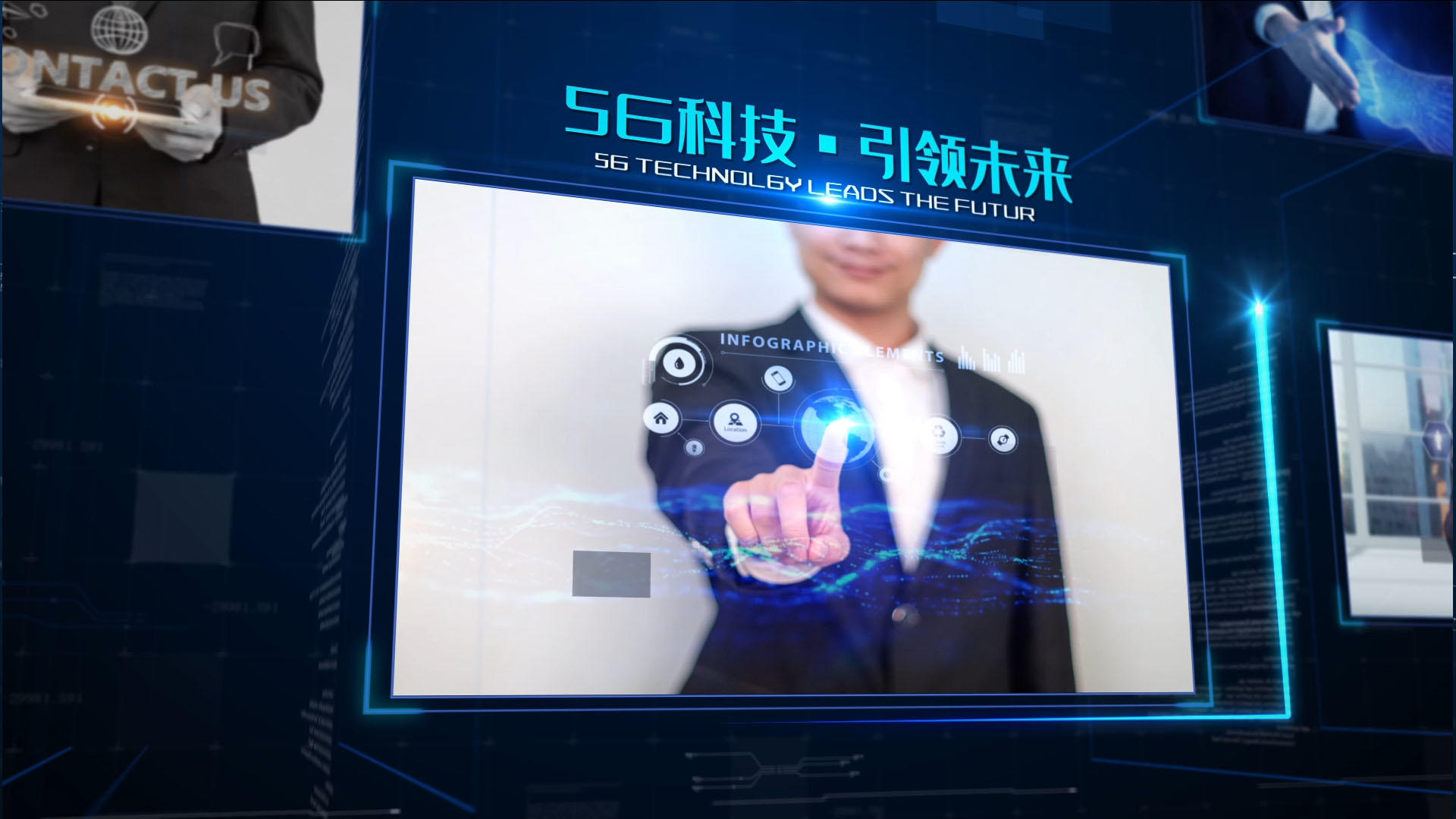 蓝色光线科技图文宣传AE模板视频的预览图