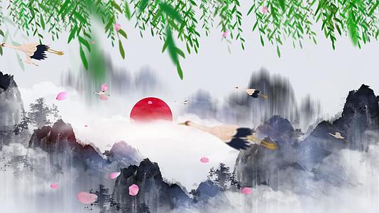 4K中国风水墨山水舞台背景视频视频的预览图