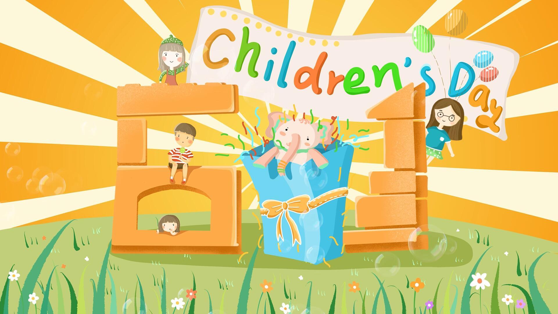 4k61儿童节气泡背景视频的预览图