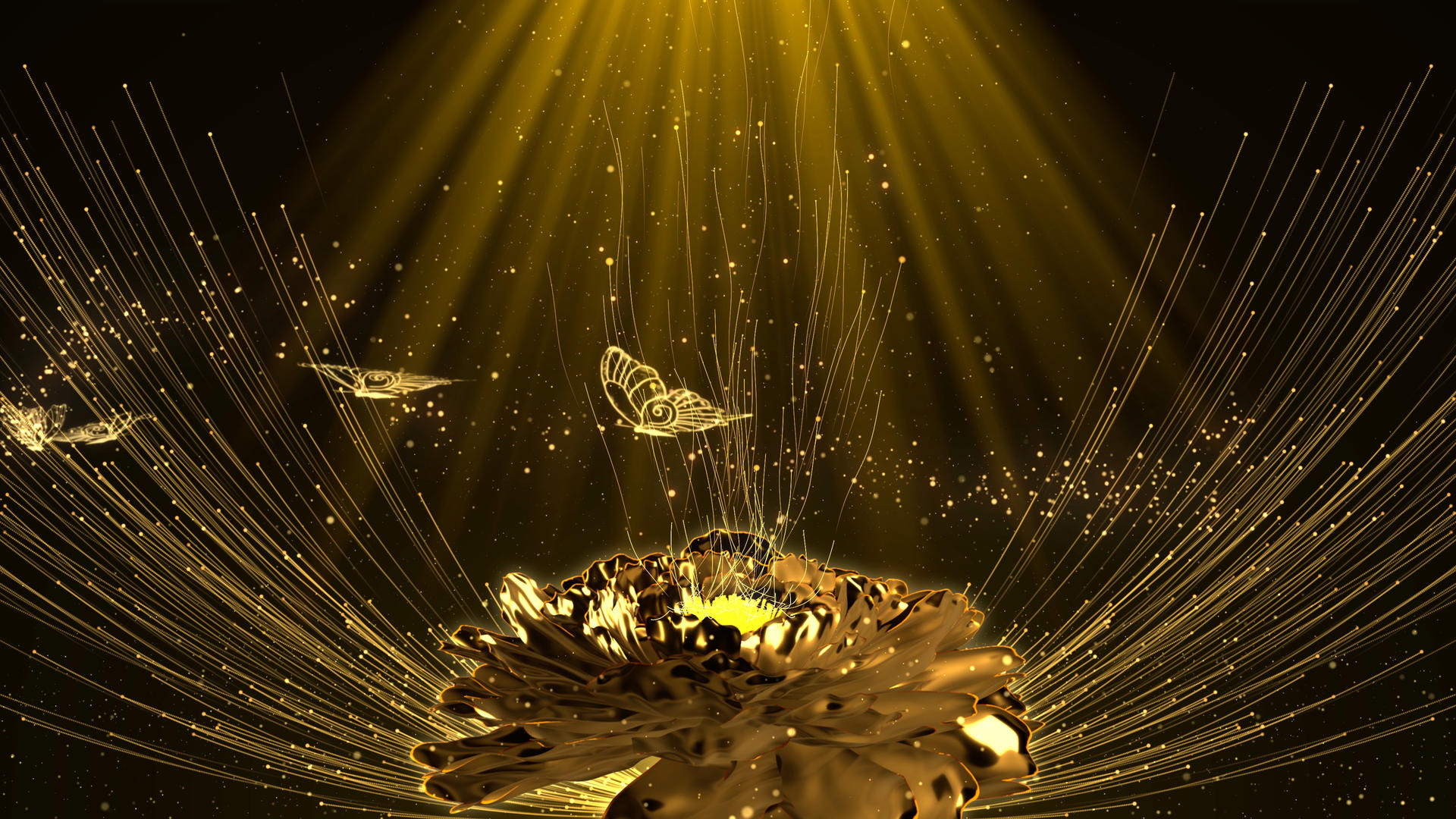 4K大气金色粒子牡丹背景视频的预览图