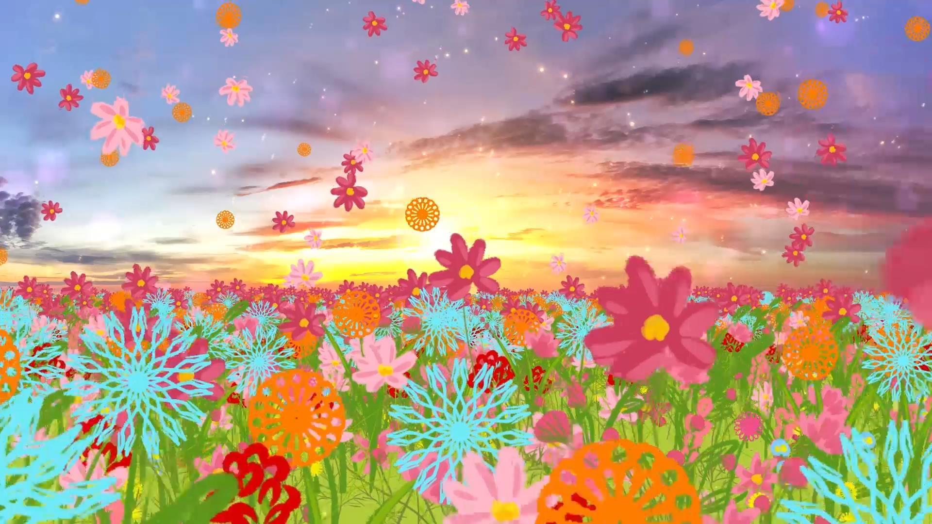 唯美动态花海大气粒子花瓣飘动背景视频素材视频的预览图