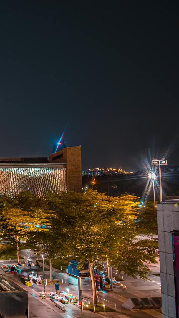 广东省深圳市民中心图书馆音乐馆夜景视频的预览图