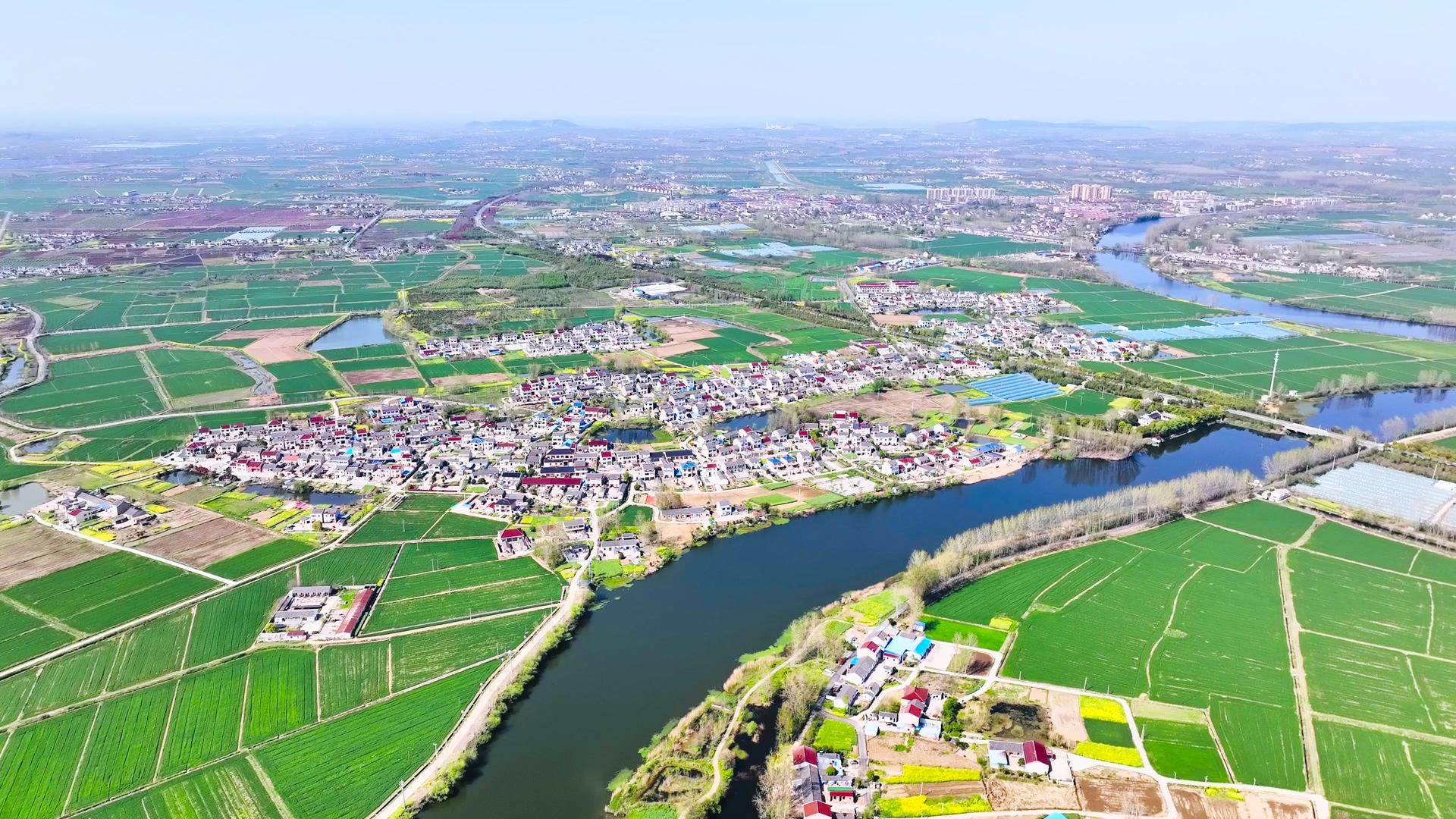 4K航拍美丽乡村最美乡村农业乡村河流视频的预览图