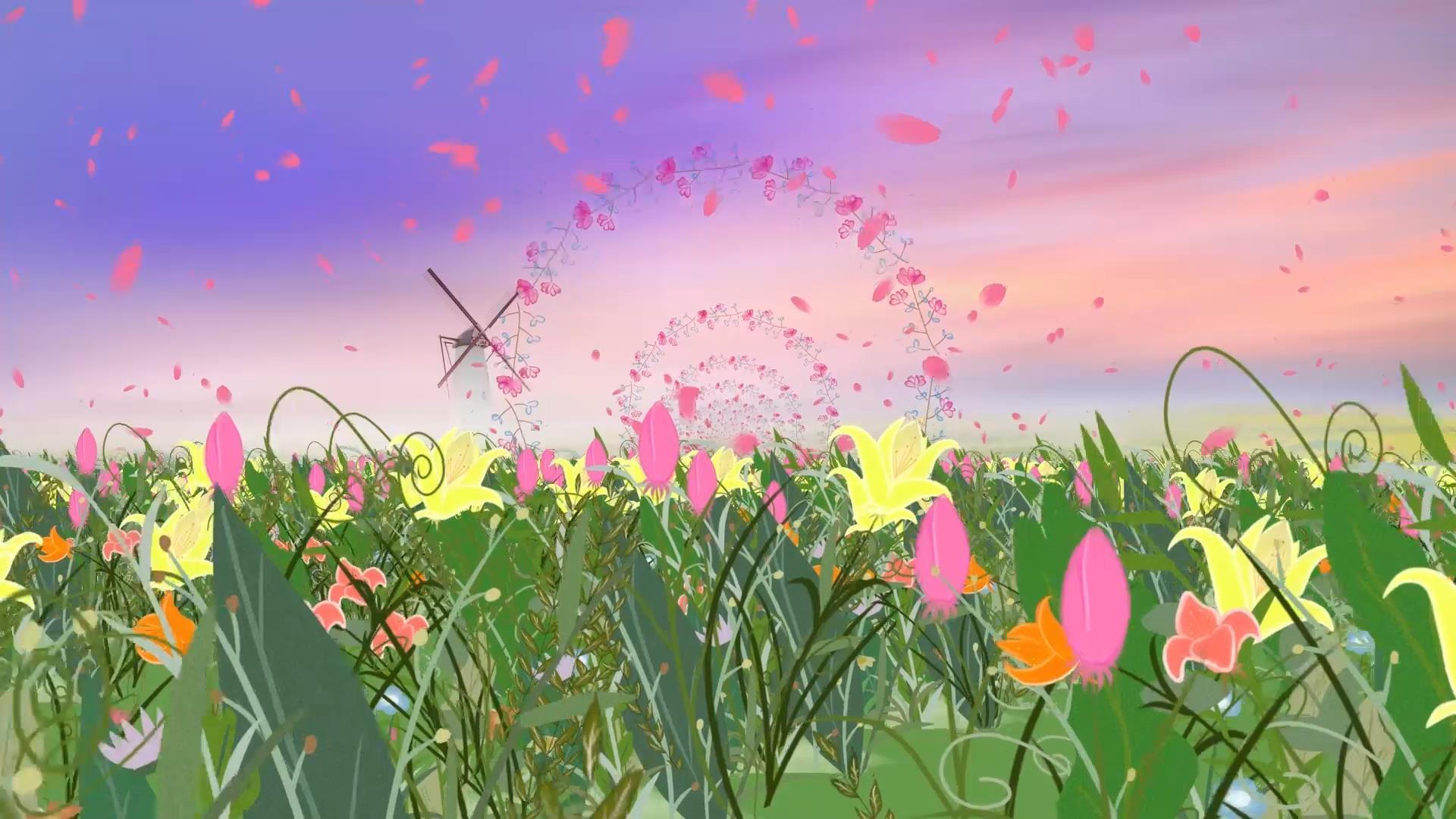 唯美大气花海粒子动态花瓣叶子飘动背景视频素材视频的预览图