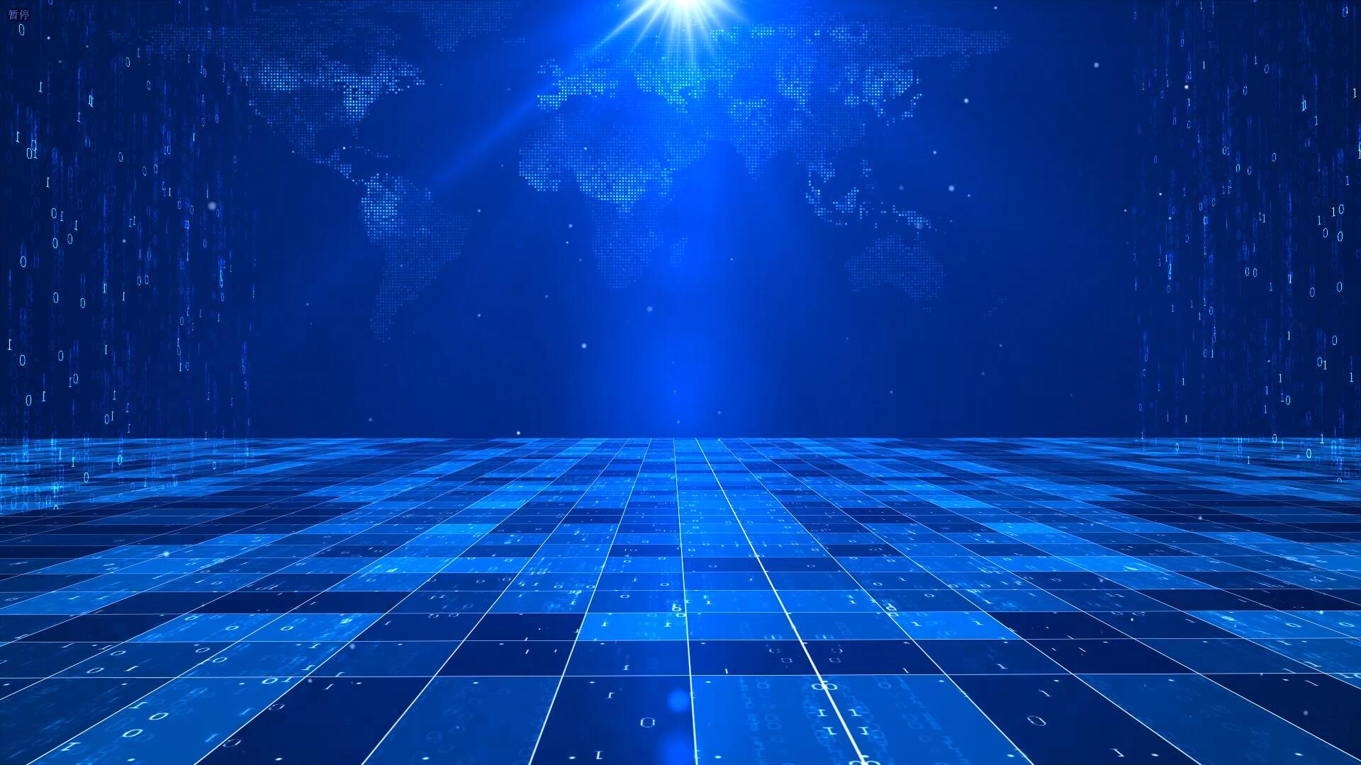 蓝色网格科技空间背景视频素材视频的预览图