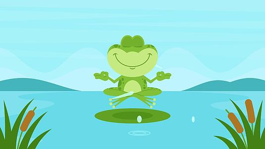 MG动画中绿色青蛙的卡通字符视频的预览图