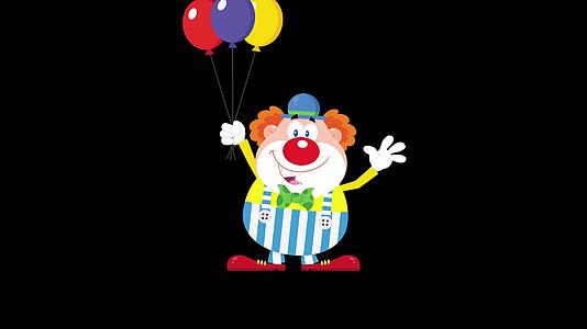 搞笑小丑漫画人物有气球和生日蛋糕视频的预览图