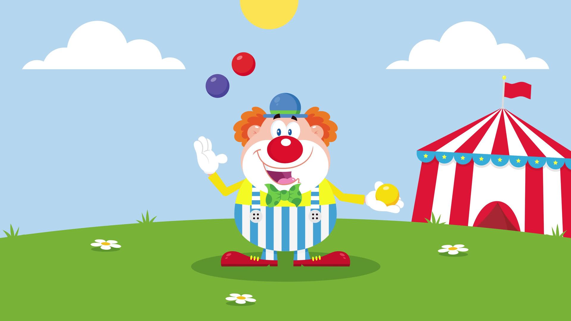 有趣的小丑卡通人物和球一起玩视频的预览图