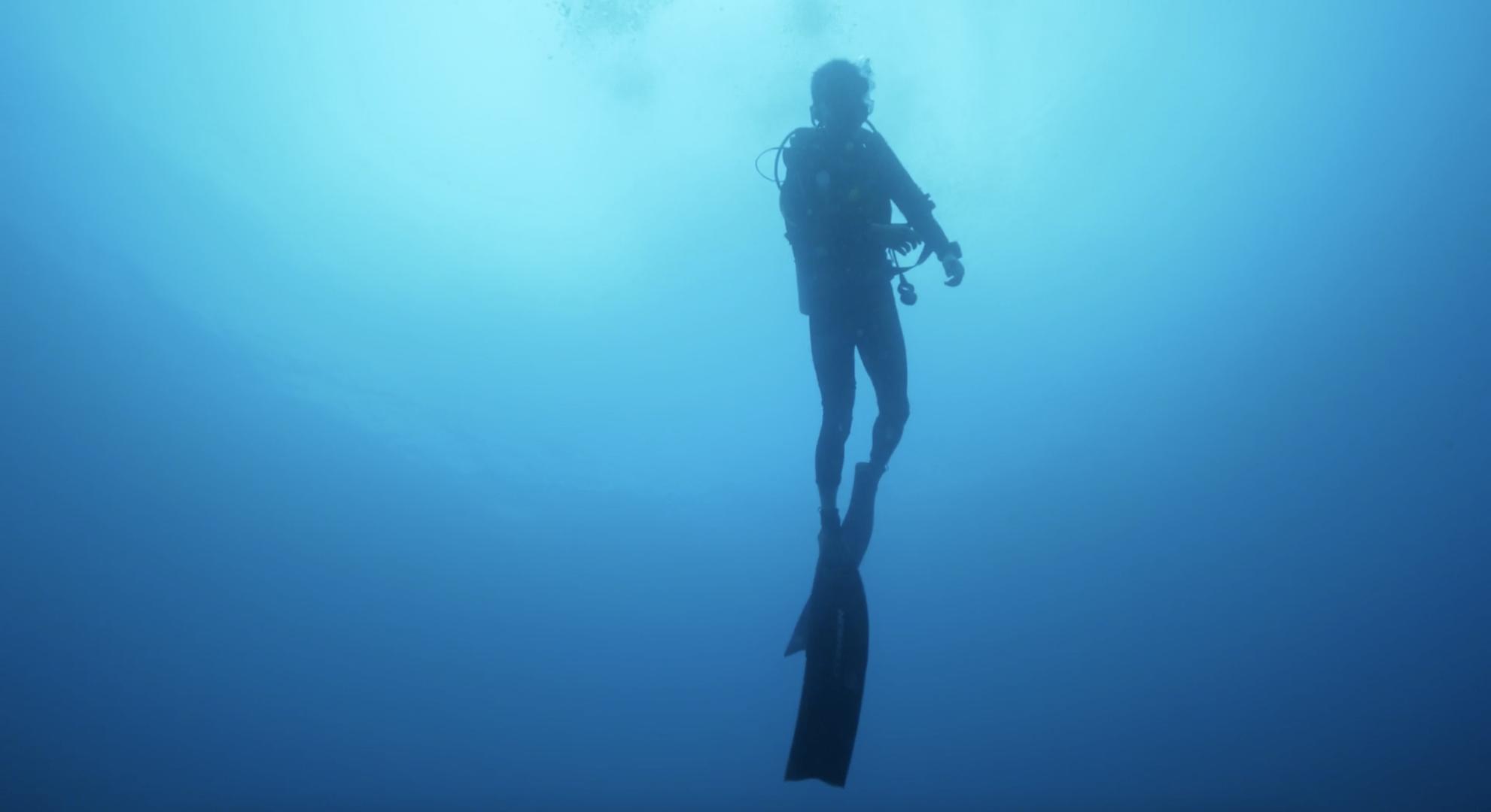 仰拍男生水下潜水视频的预览图