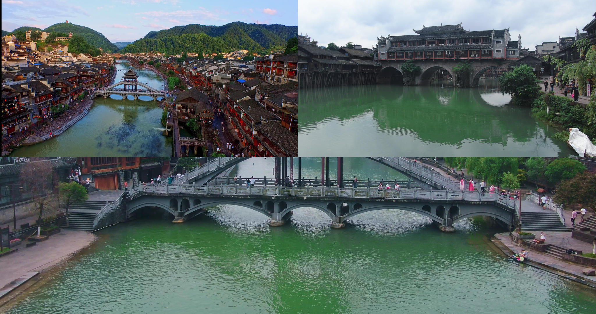 【旅游宣传片】4K湖南航拍凤凰古城桥合集视频的预览图