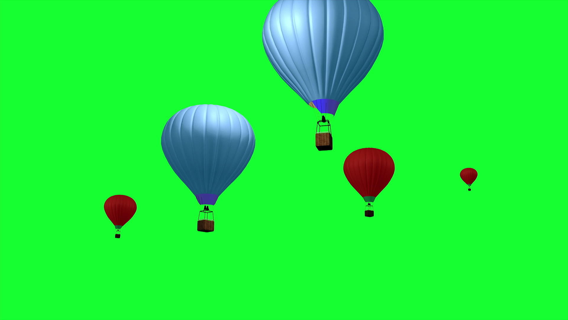 4k3d热气球在绿屏上飞行视频的预览图
