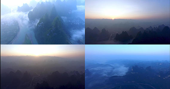 【旅游宣传片】4K广西航拍桂林晨雾山水合集视频的预览图