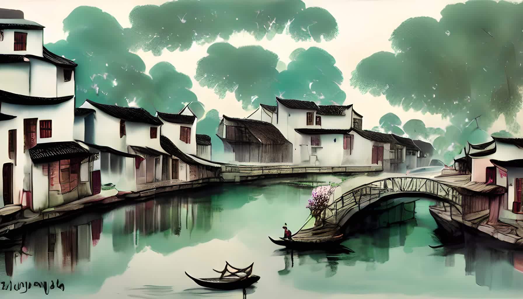 江南水乡数字艺术视频的预览图