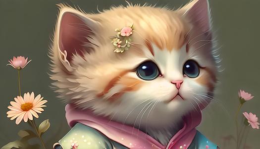 可爱的小猫数字艺术视频的预览图