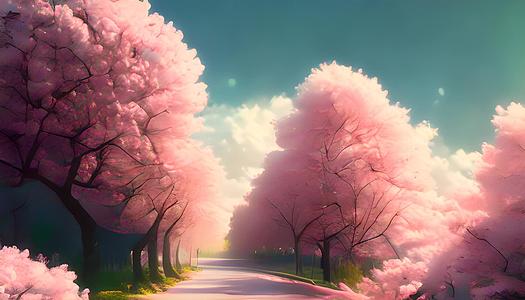 美丽的樱花小路数字艺术视频的预览图