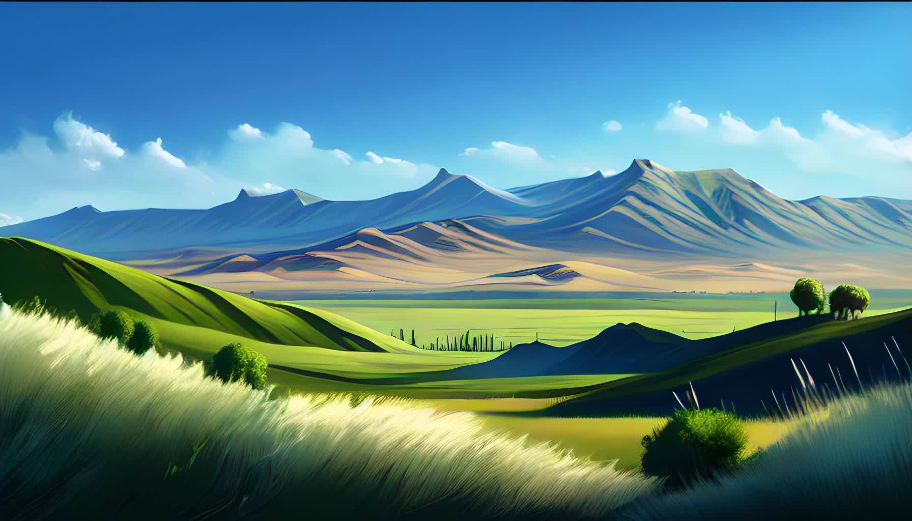 大自然辽阔的草原数字艺术视频的预览图