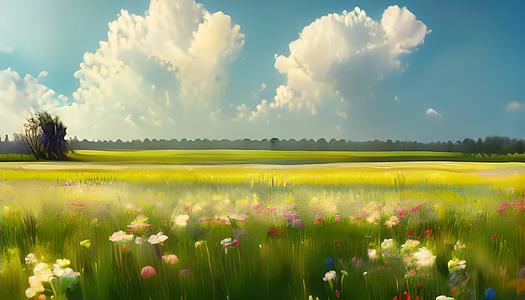 春天的草地风景数字艺术视频的预览图