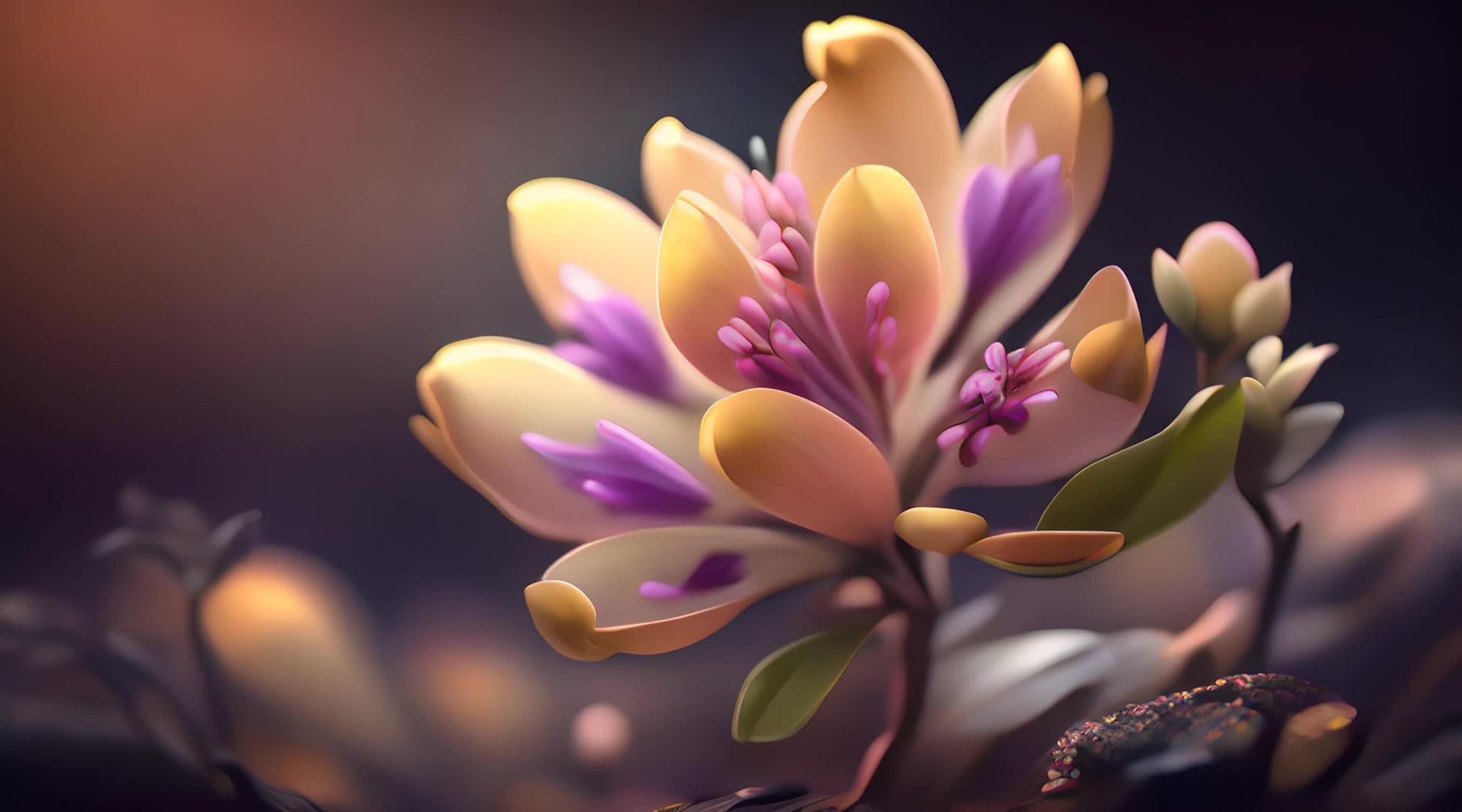 紫花蕊独枝花数字艺术视频的预览图