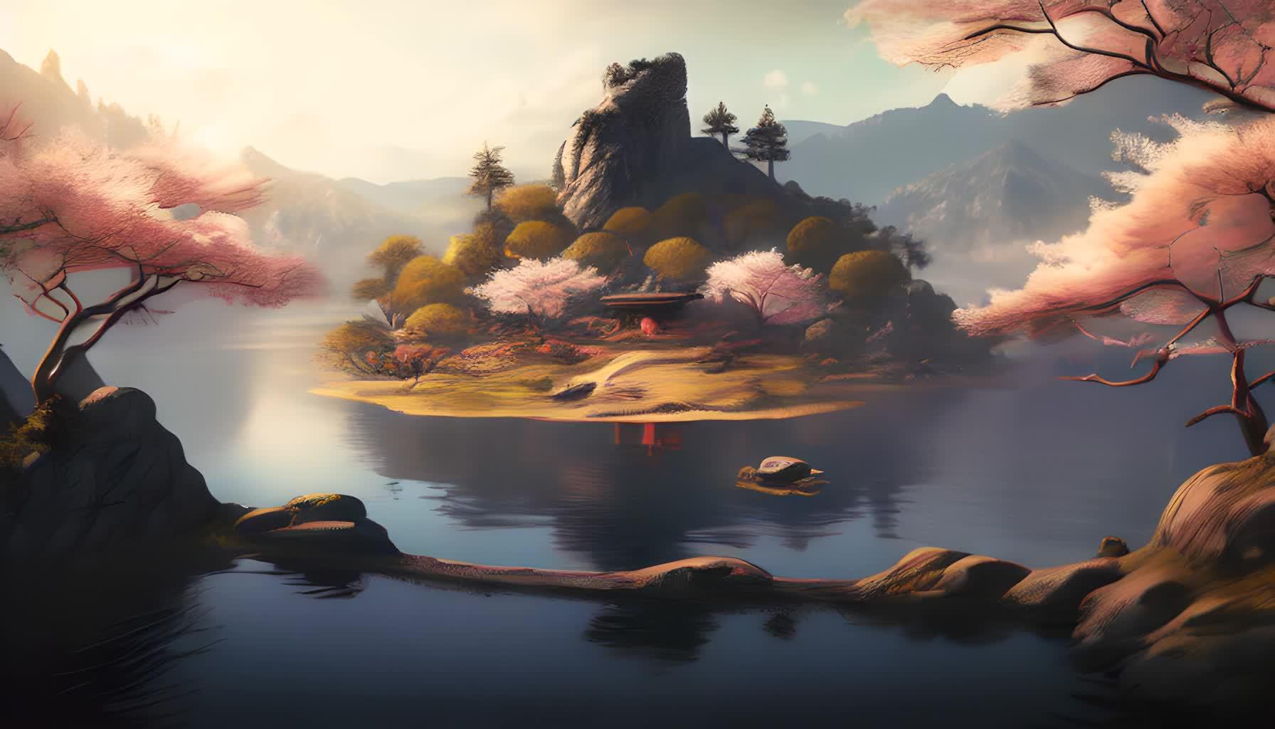 中国美丽的山水数字艺术视频的预览图