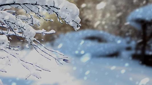 冬天下雪雪景背景视频的预览图