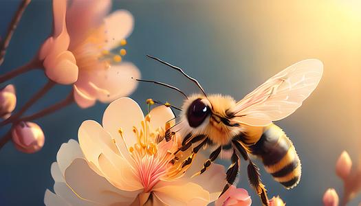 蜜蜂采花粉数字艺术视频的预览图