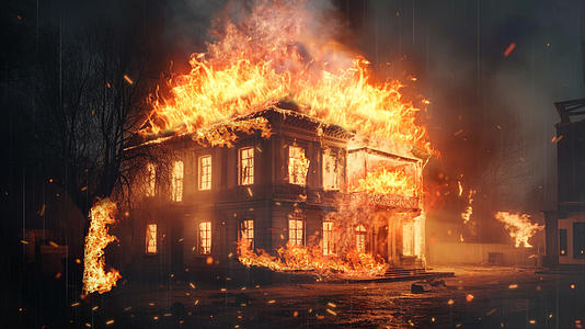 火焰燃烧建筑背景视频视频的预览图