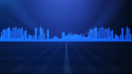 蓝色科技感城市背景视频素材视频的预览图