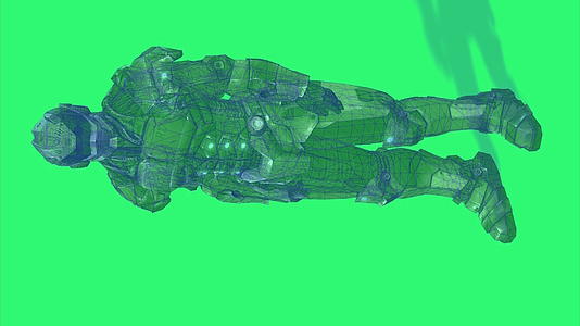 【垂直视频】固态模型的生物机器人在绿屏背景上旋转视频的预览图