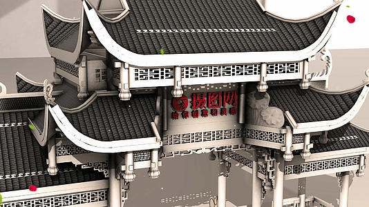 4K三维中国风牌楼片头AE模板视频的预览图
