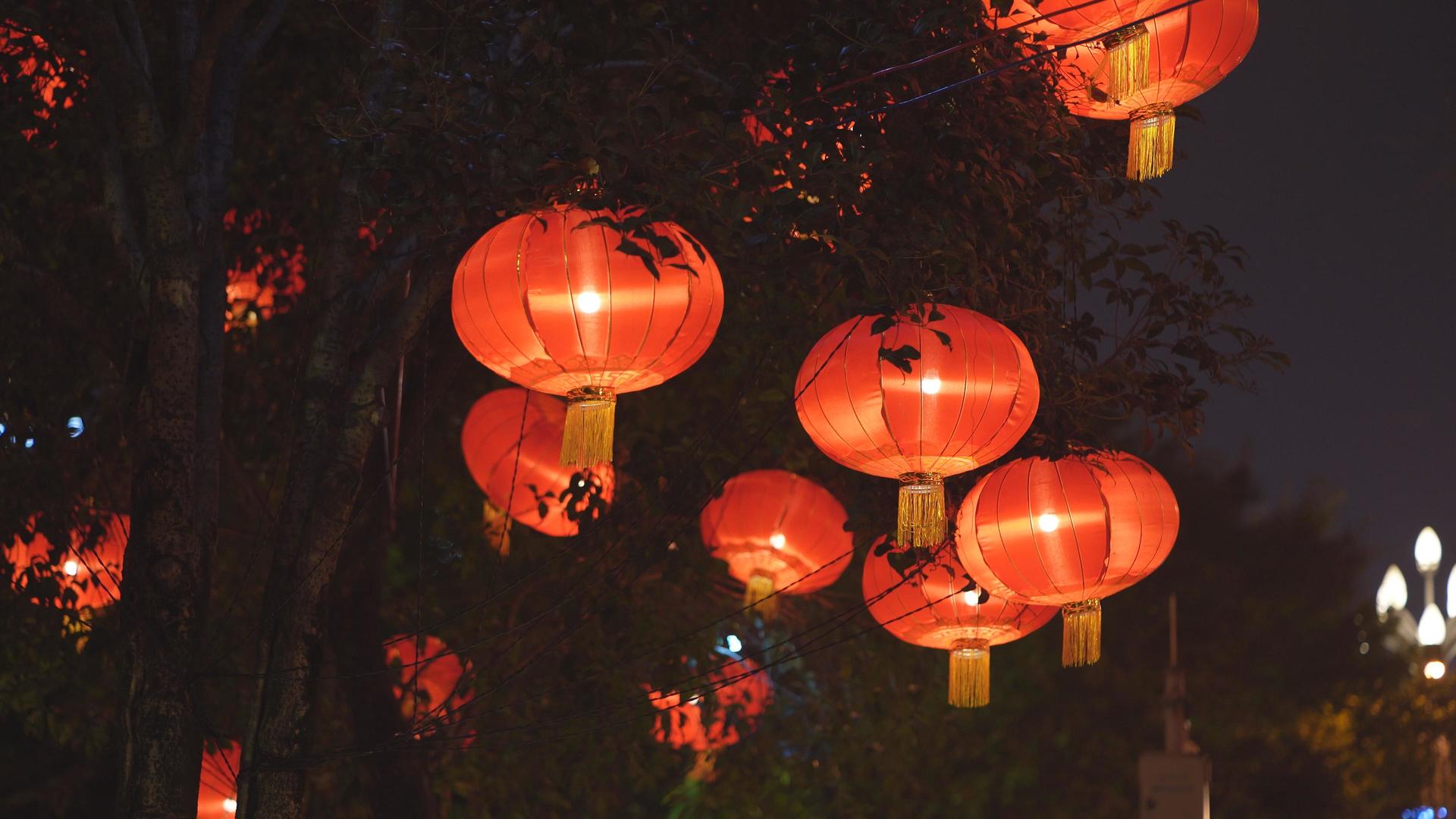 大红灯笼过节新春节日气氛视频的预览图