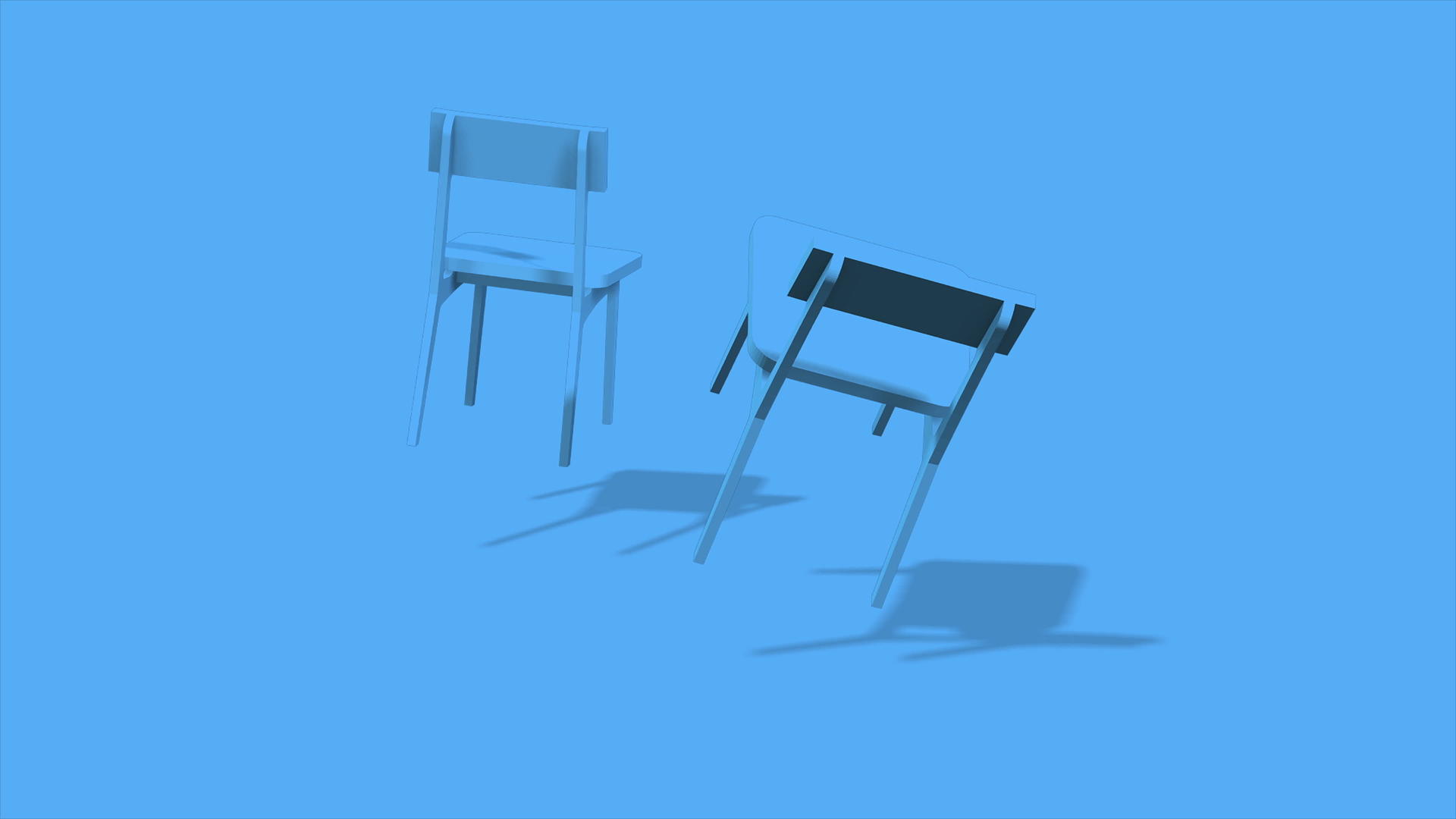 4k蓝色椅子空蓝背景视频的预览图