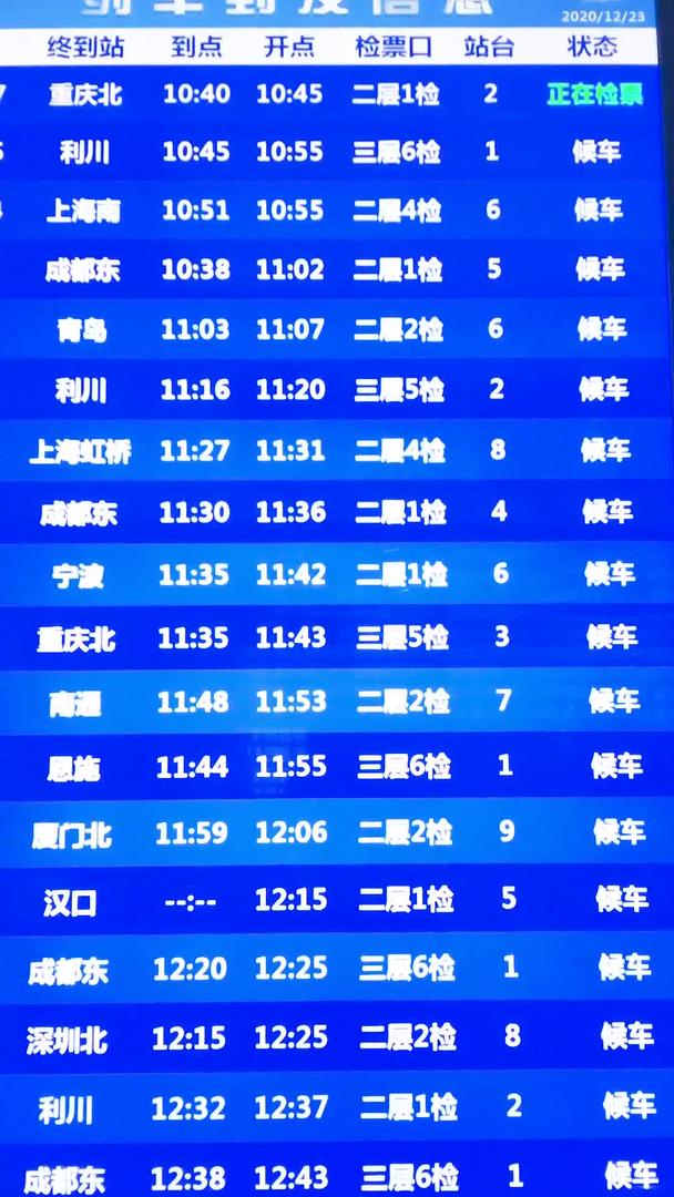 宜昌东站列车发送信息指示牌视频素材视频的预览图