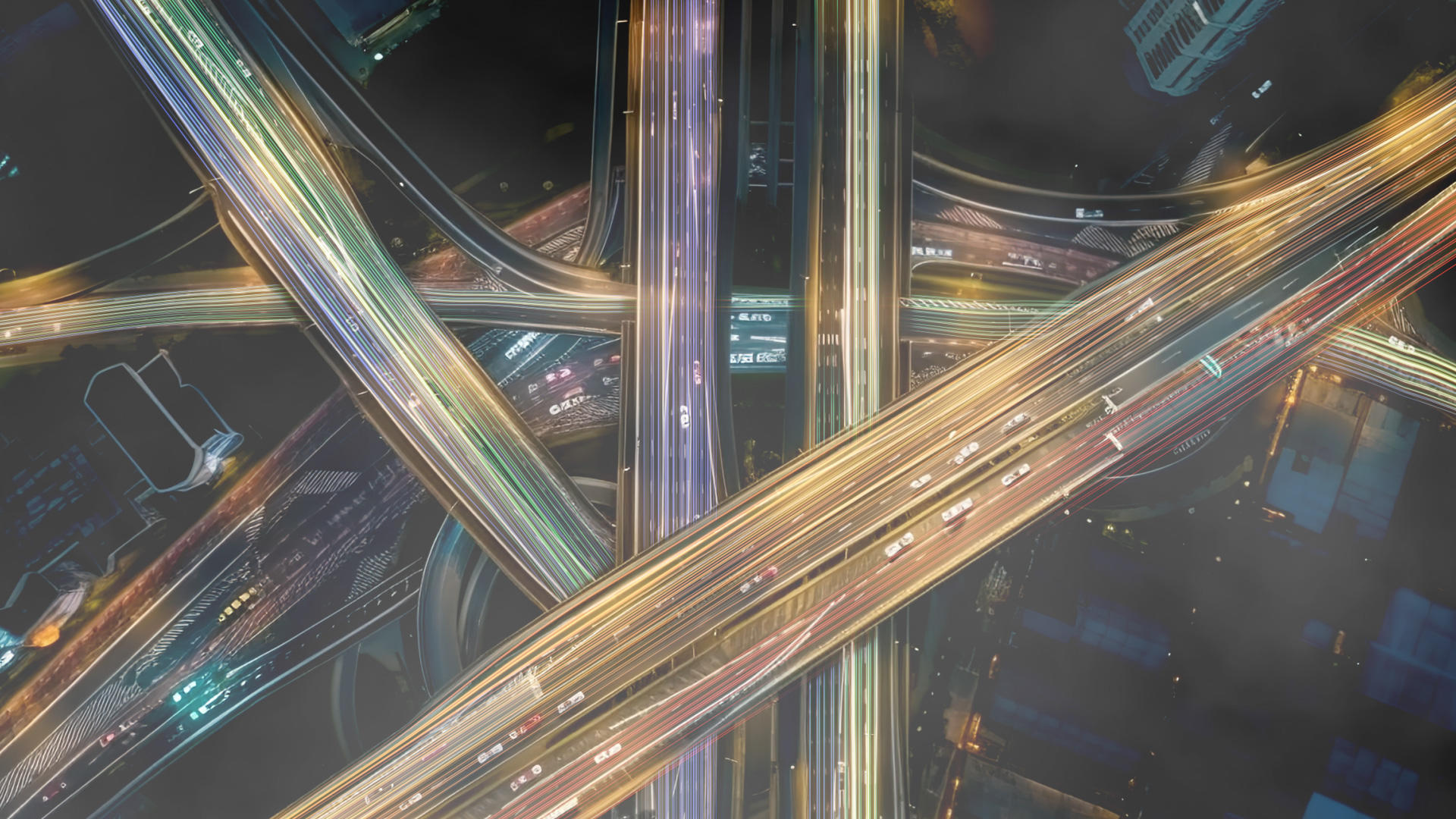 夜景立交桥快速行驶的车辆残影视频的预览图
