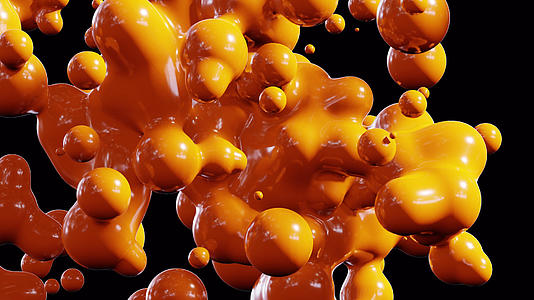 美丽抽象的橙色液体泡沫上升和演变视频的预览图