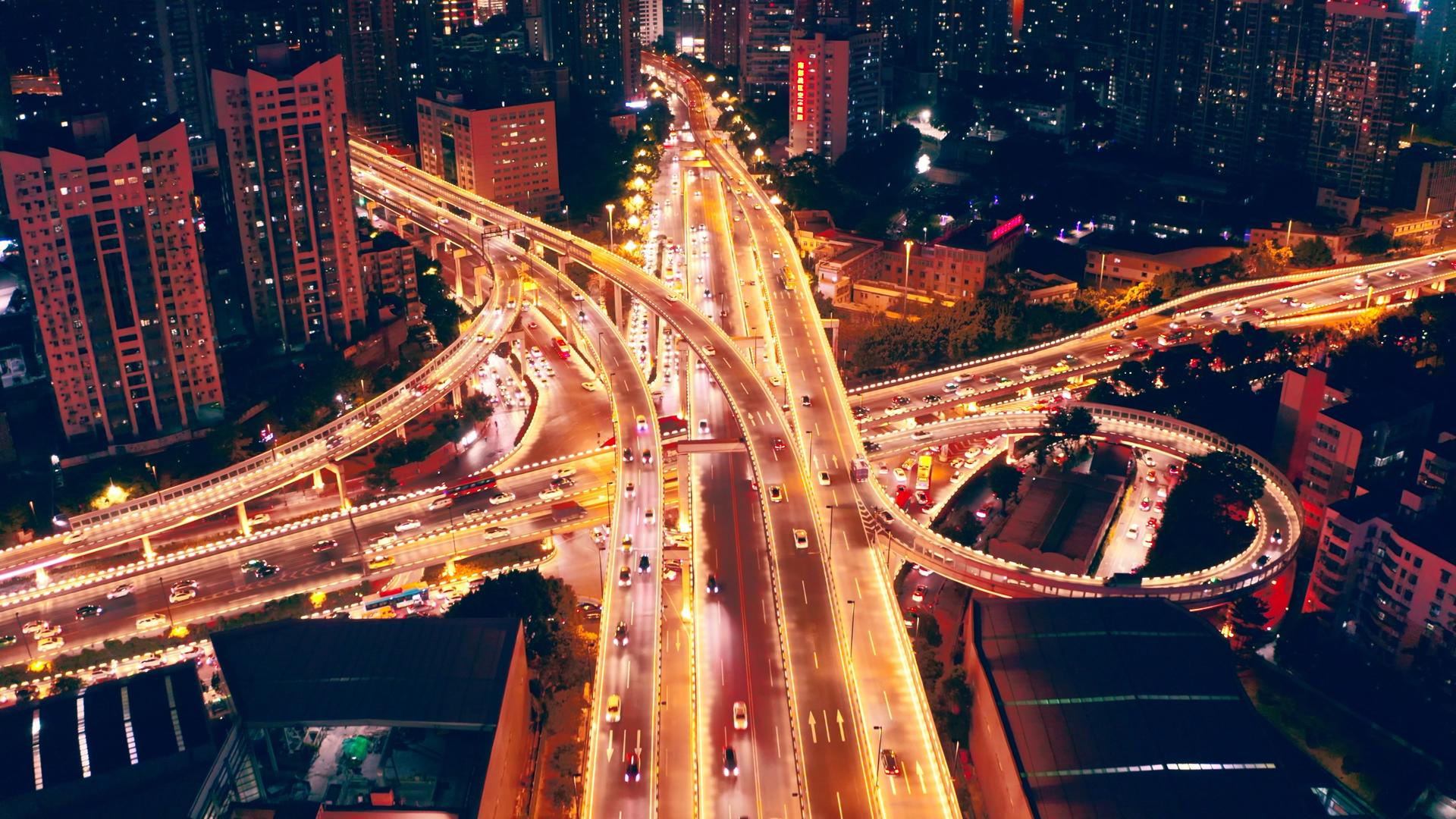 4K实拍广州城市夜景高架立交车流视频素材视频的预览图