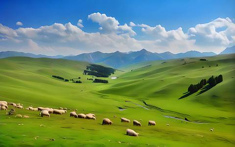 牧羊放牧在草原上视频的预览图