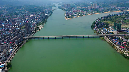 张家界慈利县澧水大桥4k航拍视频视频的预览图