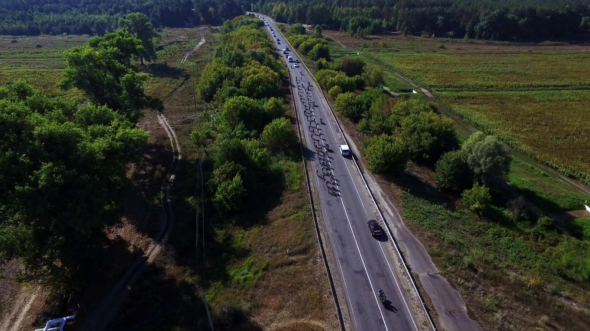 骑自行车在农村高速公路上骑自行车视频的预览图