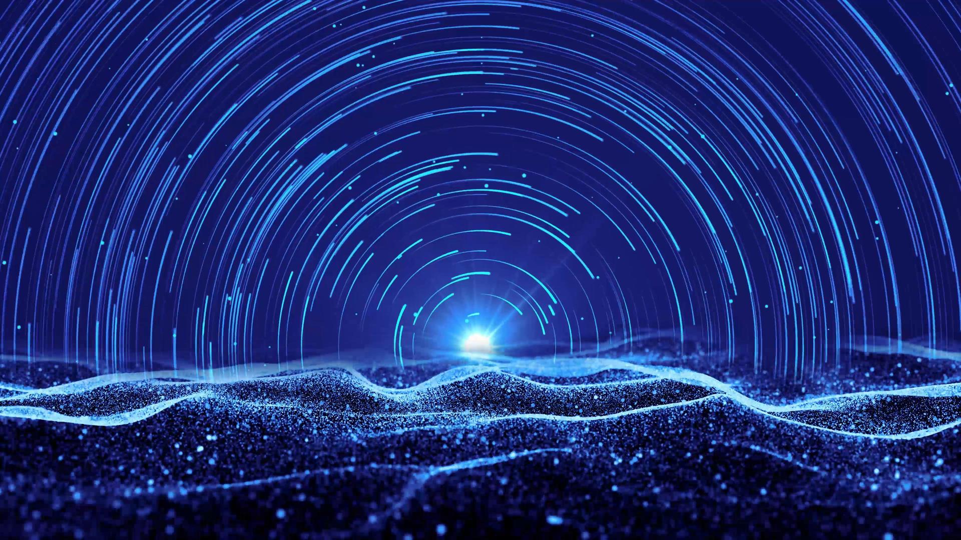 4K波浪星轨粒子发布会背景视频视频的预览图