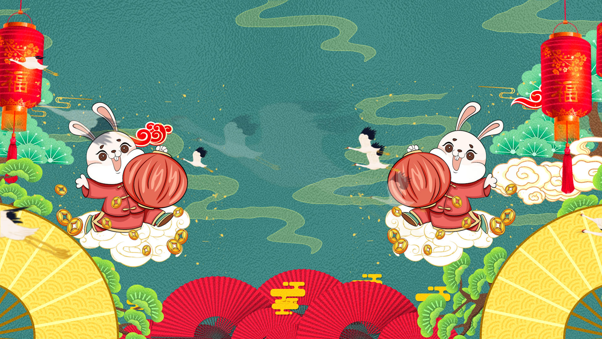 兔年国潮中国风动画背景视频视频的预览图