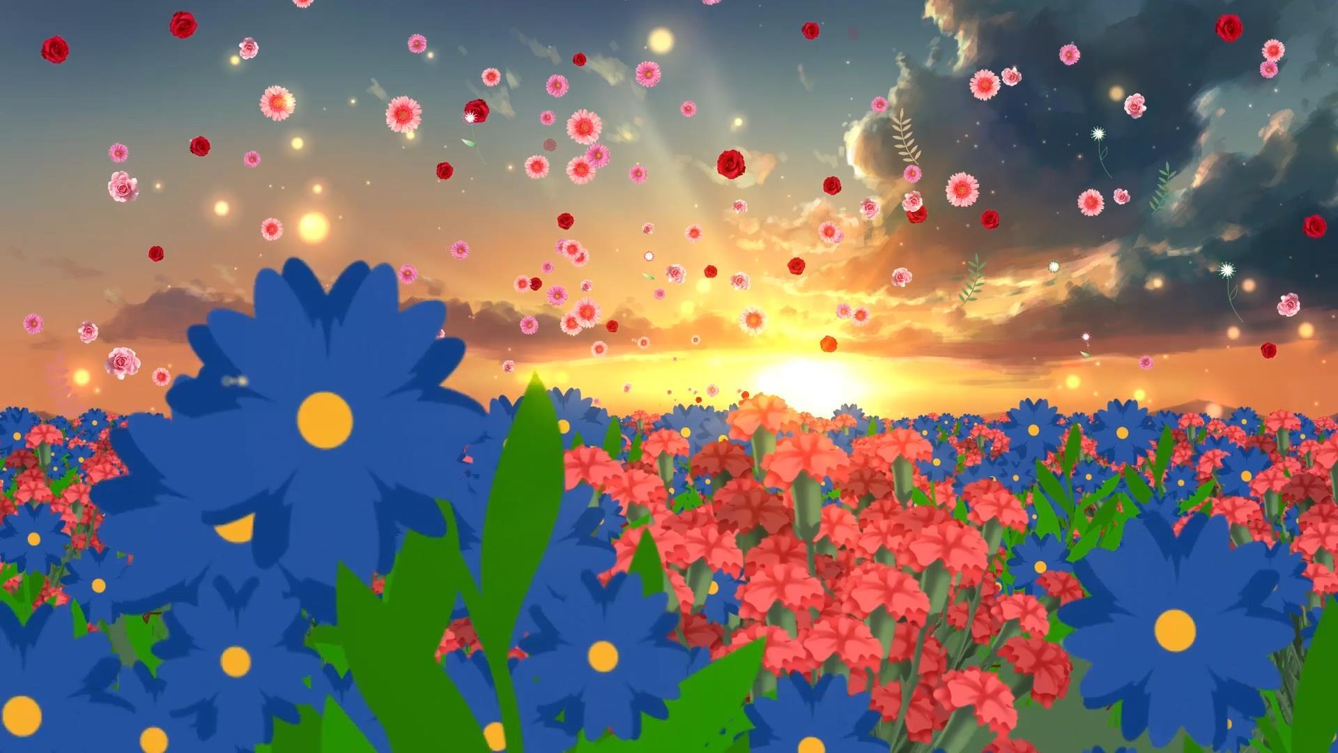 唯美大气粒子花海动态花朵花瓣背景视频素材视频的预览图