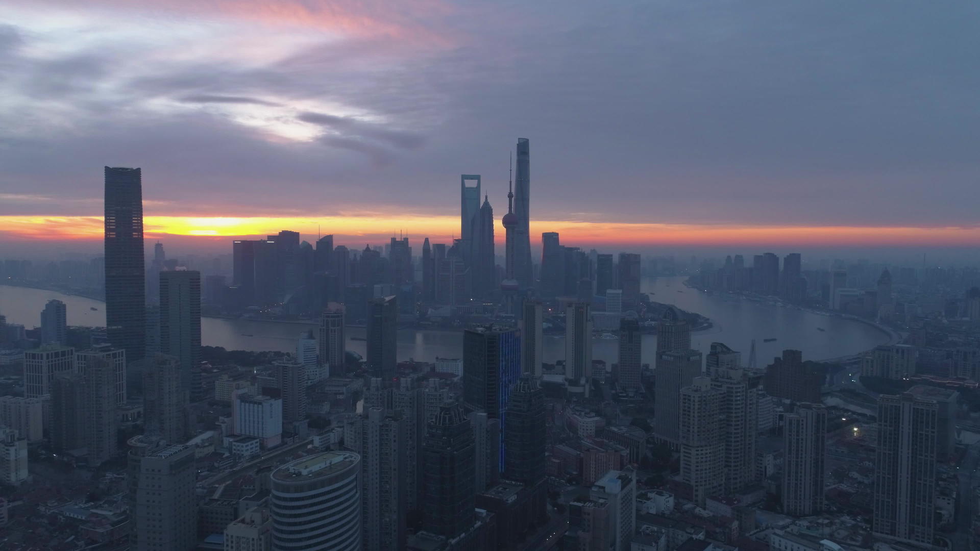 黎明时分上海天线全景空中观赏视频的预览图